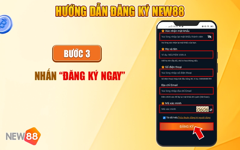 Bước 3 hướng dẫn đăng ký New88