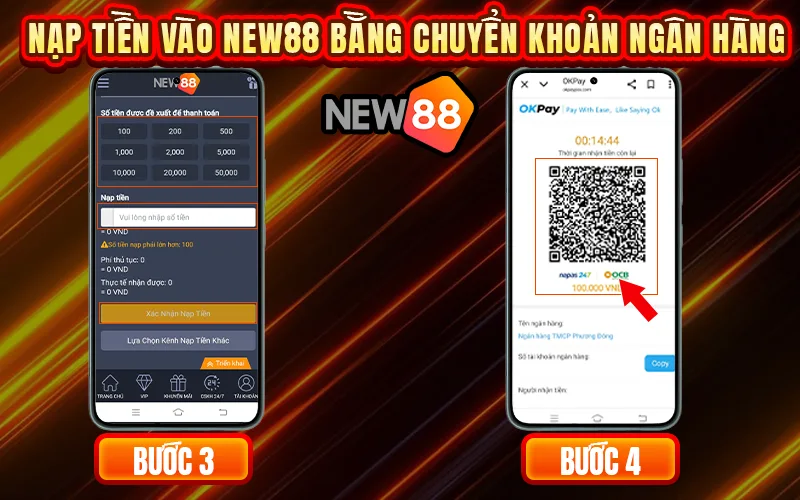 Nạp tiền New88 bằng chuyển khoản ngân hàng