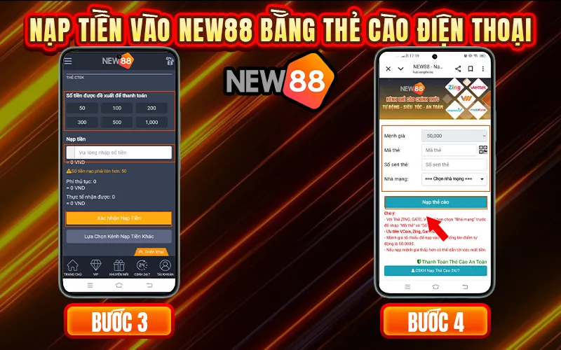 Nạp tiền vào New88 bằng thẻ cào điện thoại