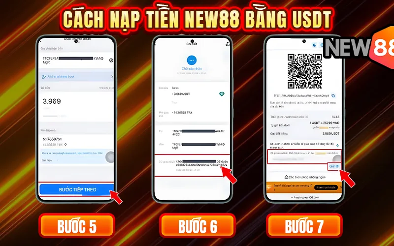 Các bước nạp tiền New88 bằng USDT