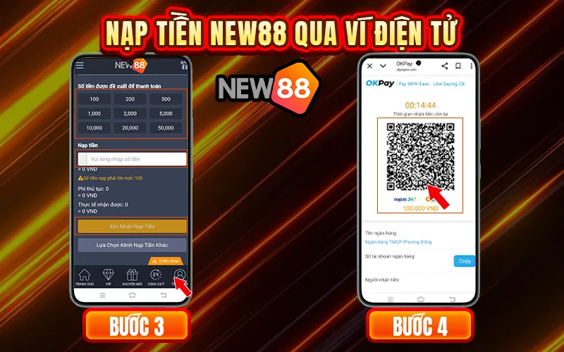 Các bước nạp tiền vào New88 qua ví điện tử