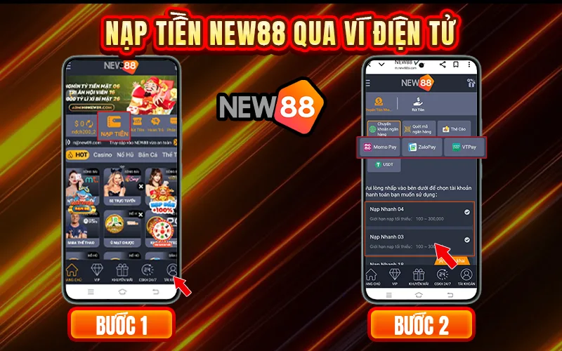 Nạp tiền New88 bằng ví điện tử