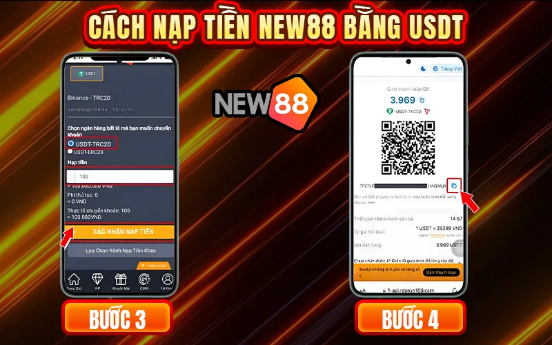 Nạp tiền New88 bằng USDT