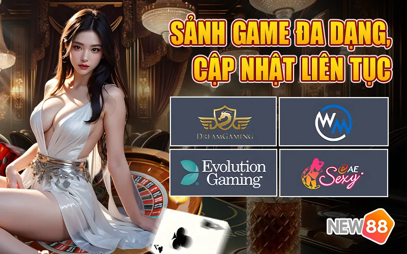 Sảnh game tại casinio New88 đa dạng